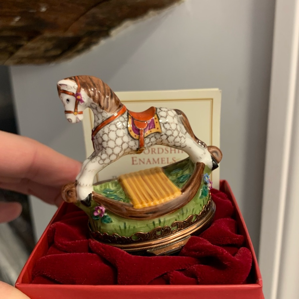 Staffordshire Enamels - rocking horse bonbonierre